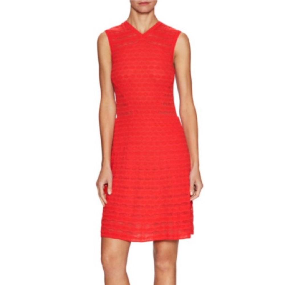 M by Missoni tomato red fit-&-flare knee-length knit dress